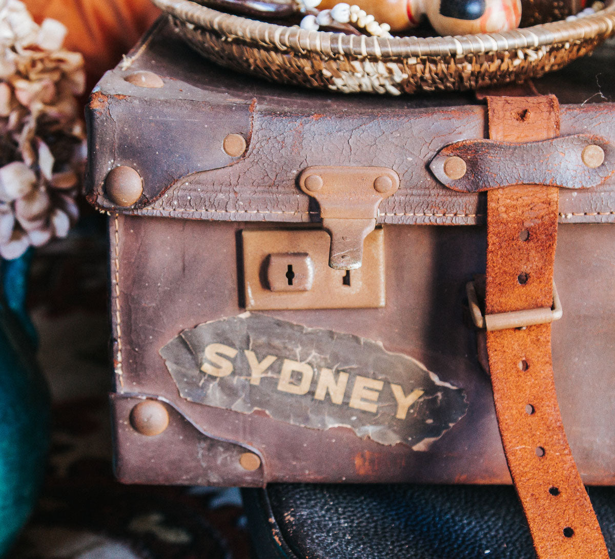 vintage retro leather boho suitcase