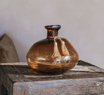 designer boho amber brown recycled glass vase handmade by madam stoltz