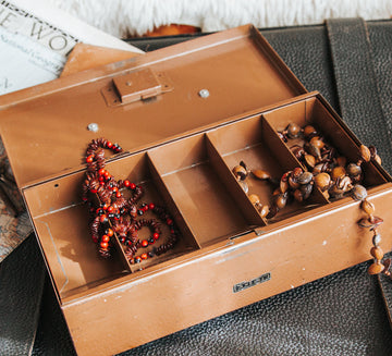 vintage boho wabi sabi cash box money tin