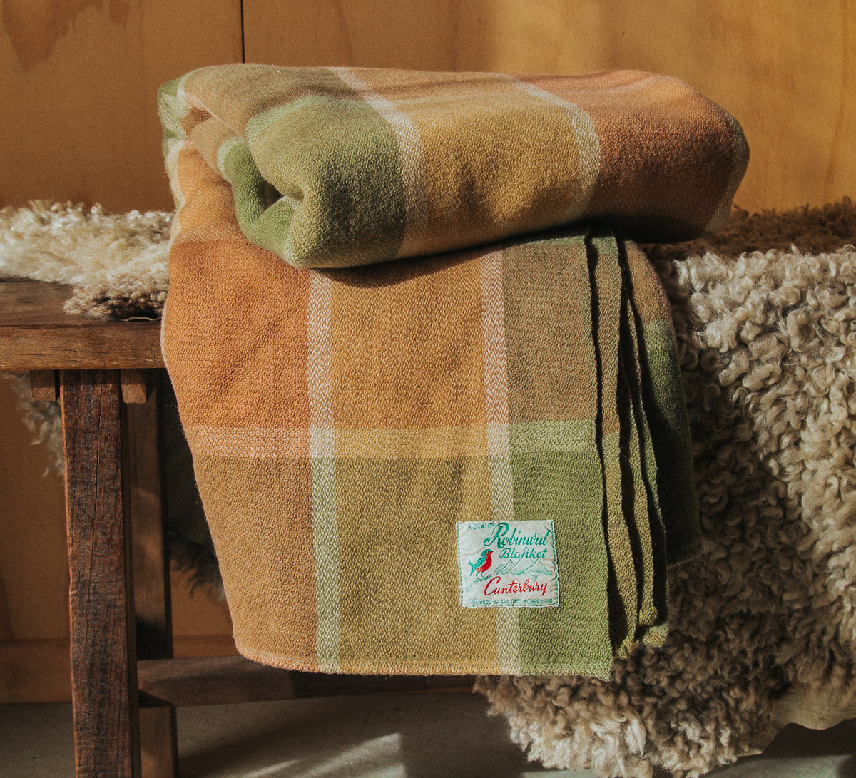 vintage retro boho plaid nz wool woollen blanket made in nz robinwul