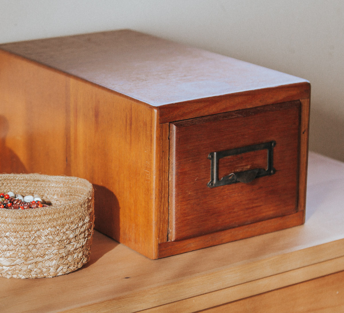 vintage wooden rimu library file card index storage drawer