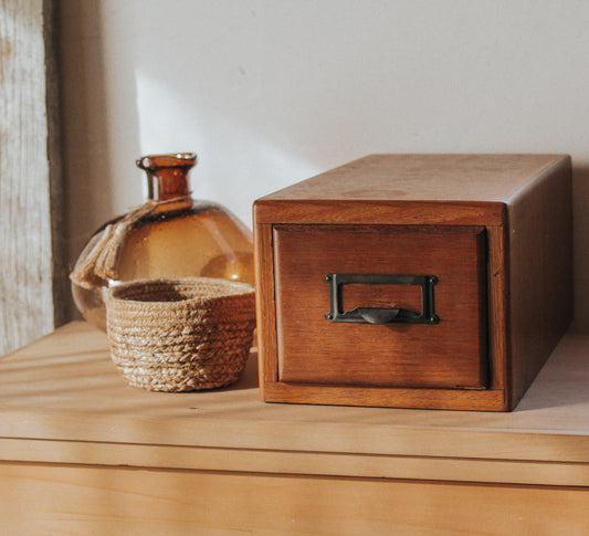 vintage wooden rimu library file card index storage drawer