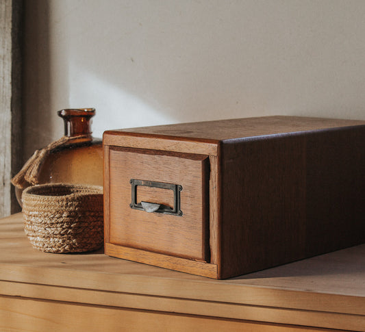 vintage wooden rimu library file card index storage drawer