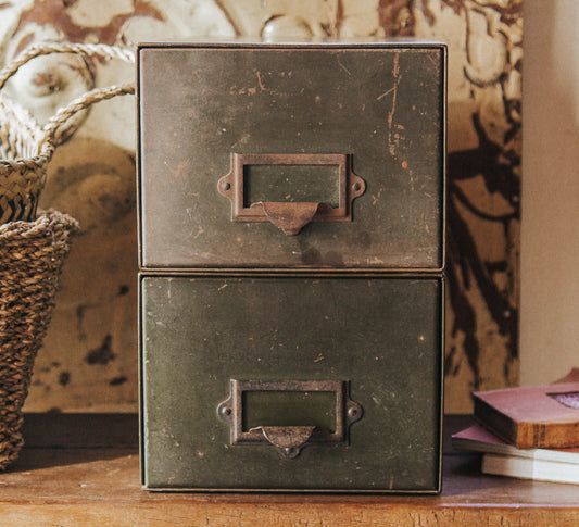 Pair of Vintage Metal Filing Drawers