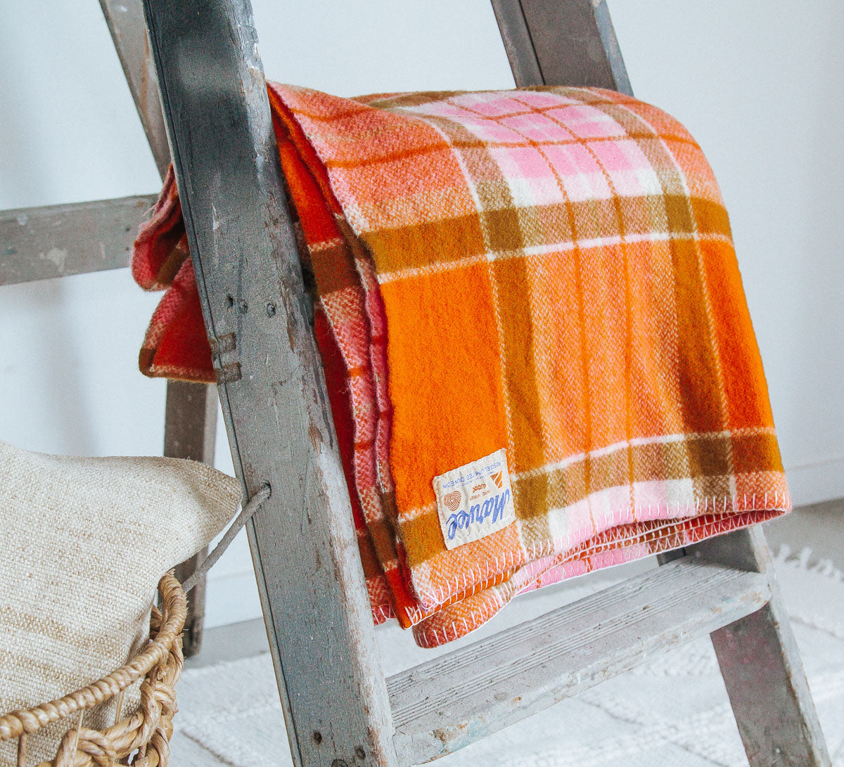 vintage retro boho woollen blanket throw made in NZ by Onehunga mosgiel dunedin