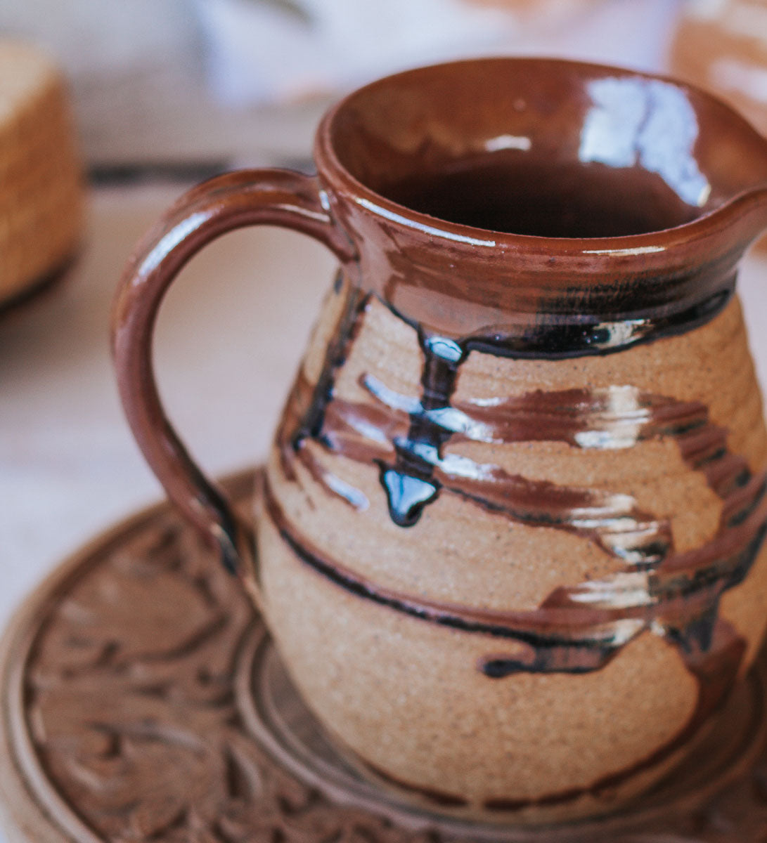 vintage boho pottery jug