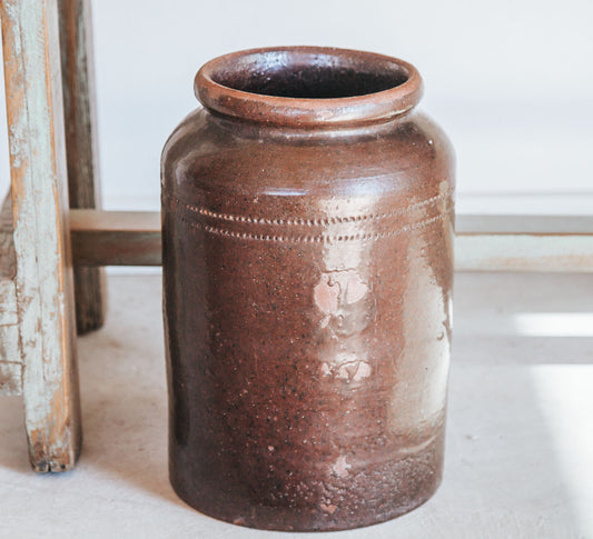 vintage boho nz stone crock storage jar