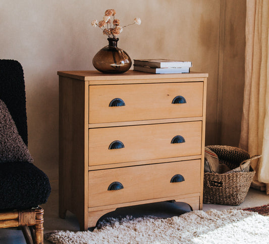 vintage boho antique rimu sideboard dresser with metal pull handles