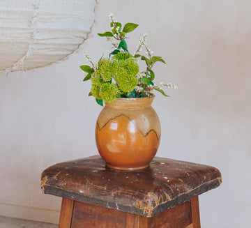 english vintage pottery ceramic vase in golden glaze