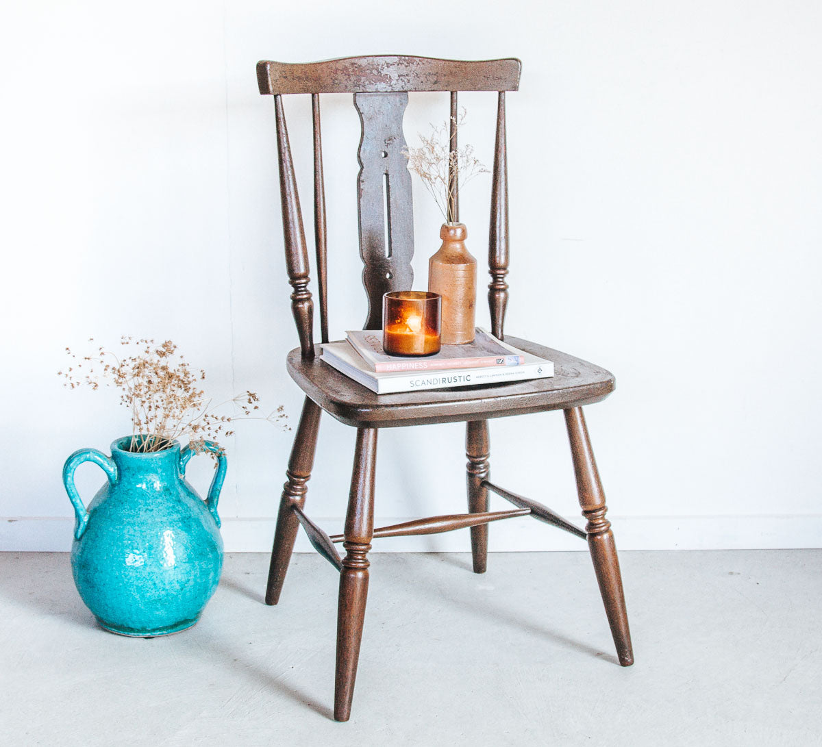 vintage boho wooden antique dining chair