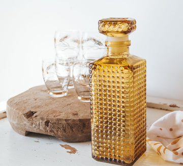 vintage boho bohemian hobnail bubble ambergold whiskey decanter