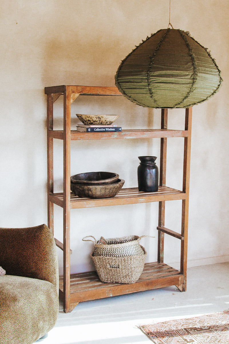 boho halo round 60cm fringed linen designer lightshade pendant light bamboo and natural linen olive green  fabric