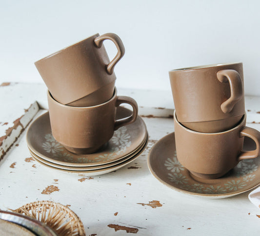 vintage boho nz crown lynn palm springs coffee mug cups and saucers