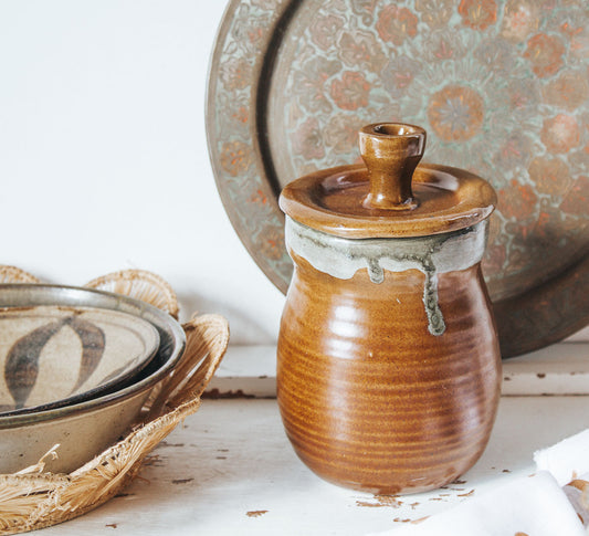 vintage pottery storage jar