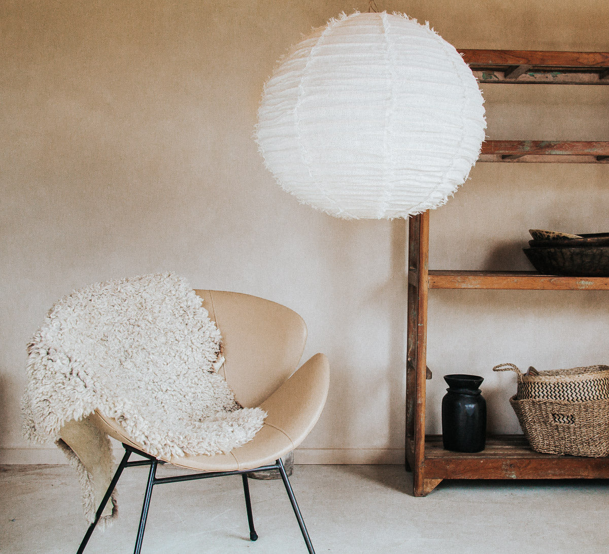 boho halo round 60cm fringed linen designer lightshade pendant light bamboo and natural linen fabric