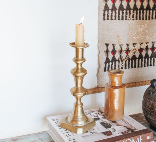 vintage boho brass candle holder