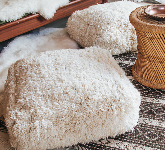 boho vintage moroccan floor cushion pouf made from wool