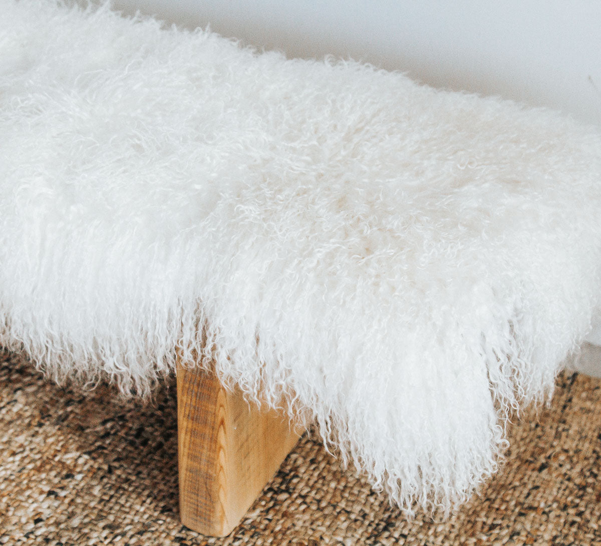 Boho mongolian tibetan sheepskin ivory