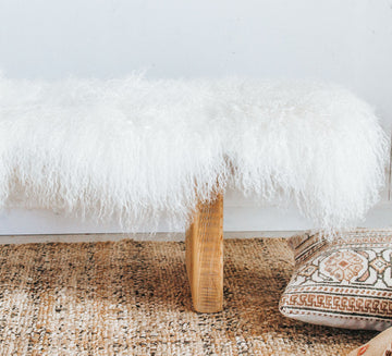 Boho mongolian tibetan sheepskin ivory