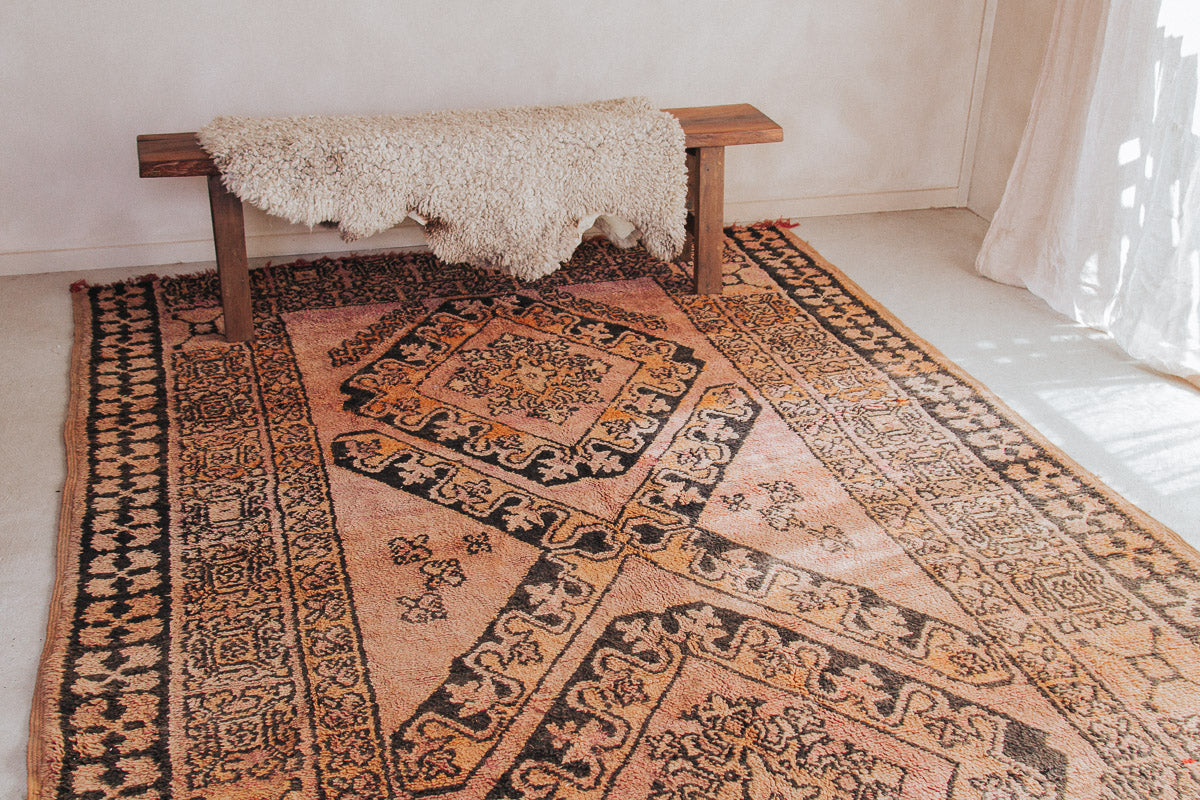 vintage boho boujaad wool moroccan rug
