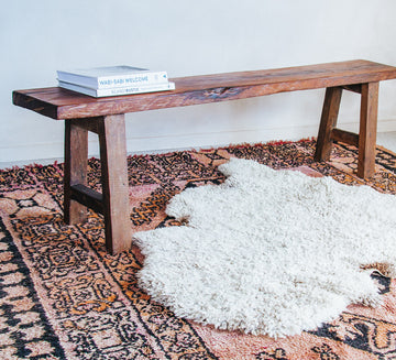 reclaimed boho wooden timber  rustic farmhouse bench