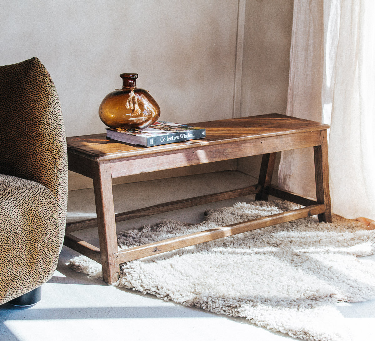 reclaimed boho wooden timber  rustic farmhouse bench