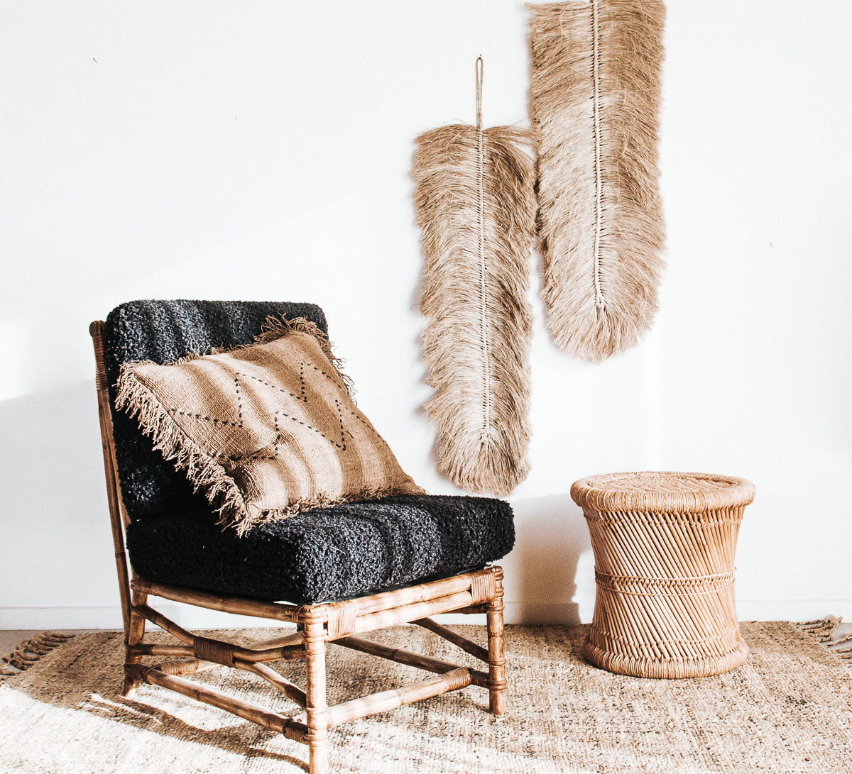 boho rustic raffia leaf hanging wall decor