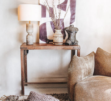 rustic boho wooden relcimaed timber hall console side table bench