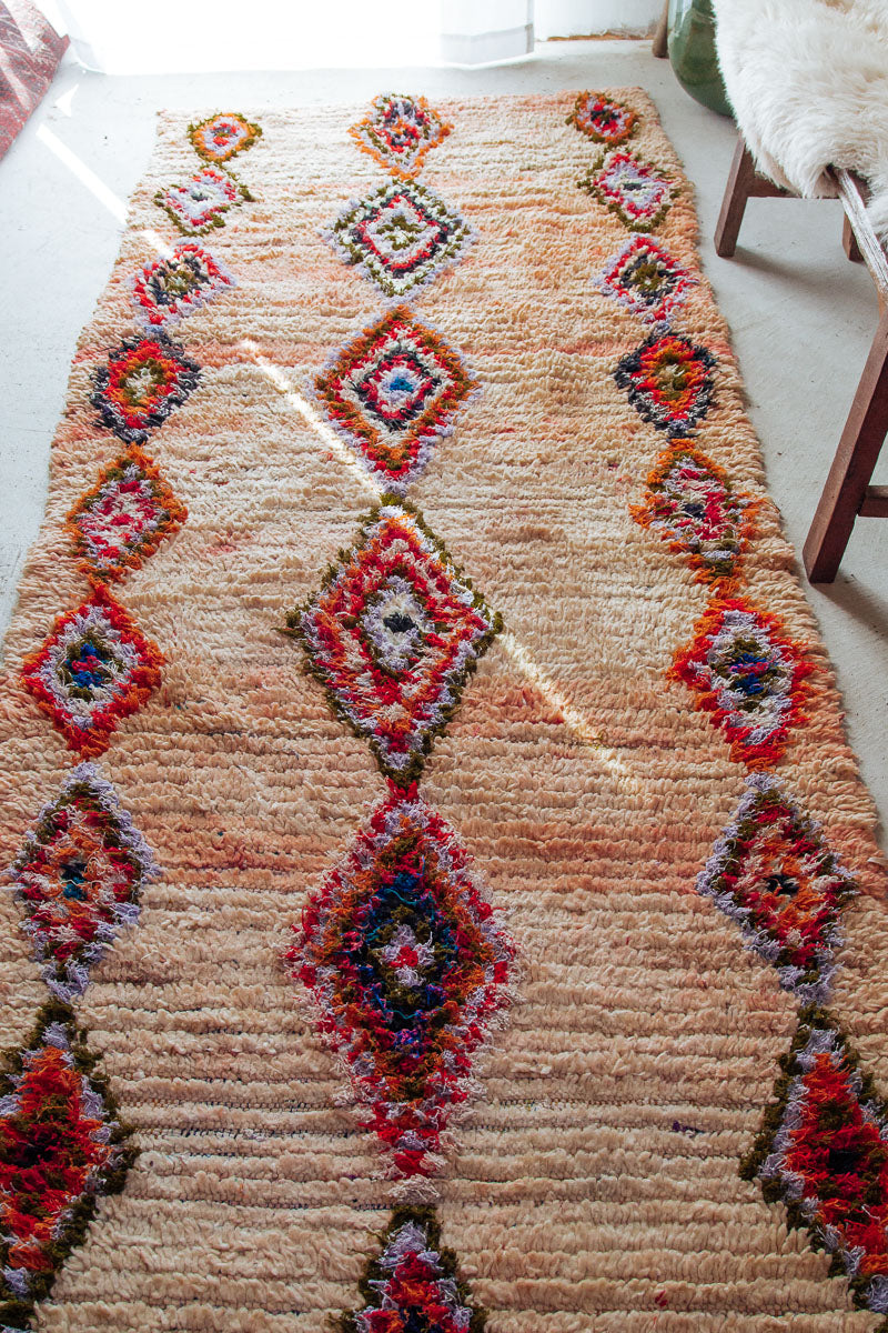 aad moroccan rug made from wool boho peach bohemian dusky rose bohzali design