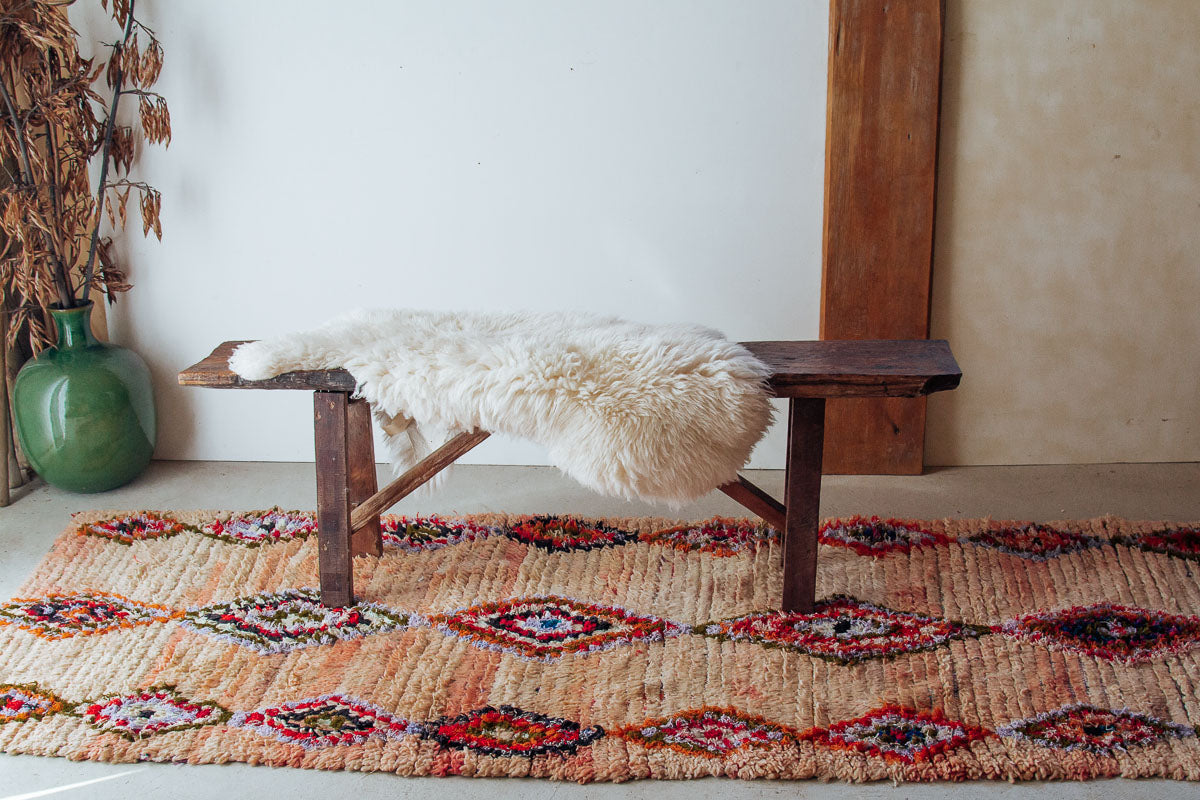 aad moroccan rug made from wool boho peach bohemian dusky rose bohzali design