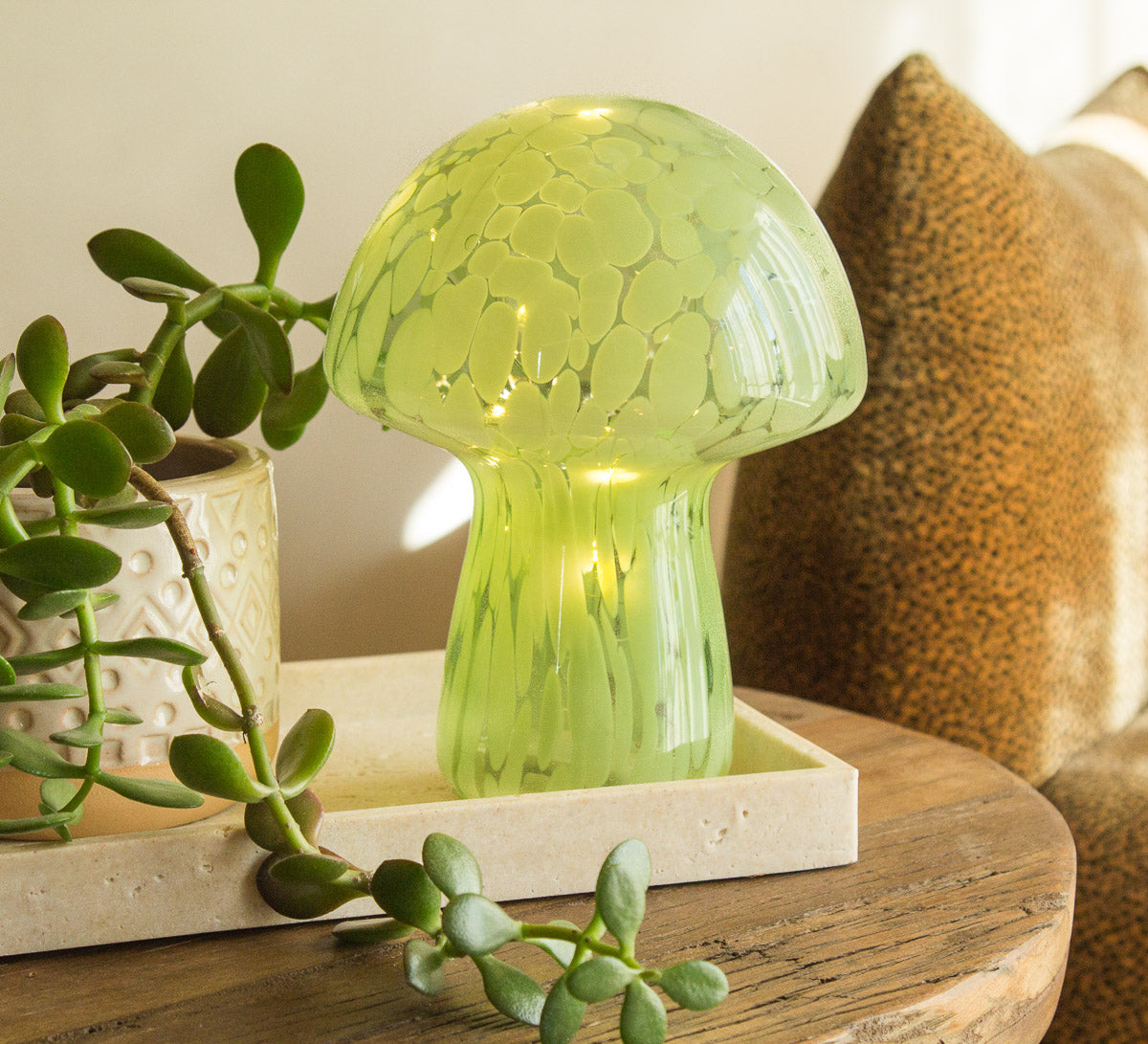 boho designer portable battery operatied glass table lamp