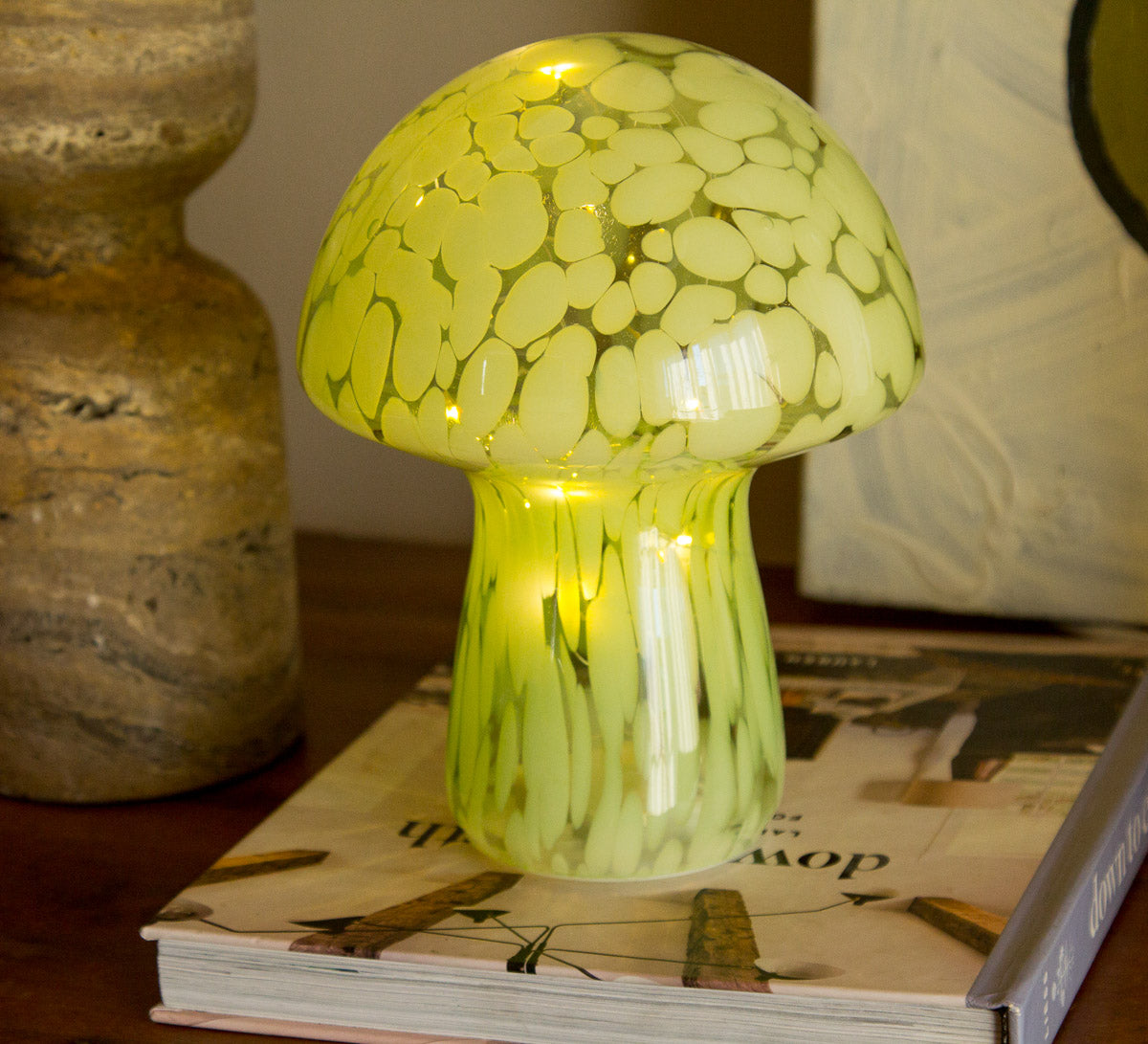 boho designer portable battery operatied glass table lamp