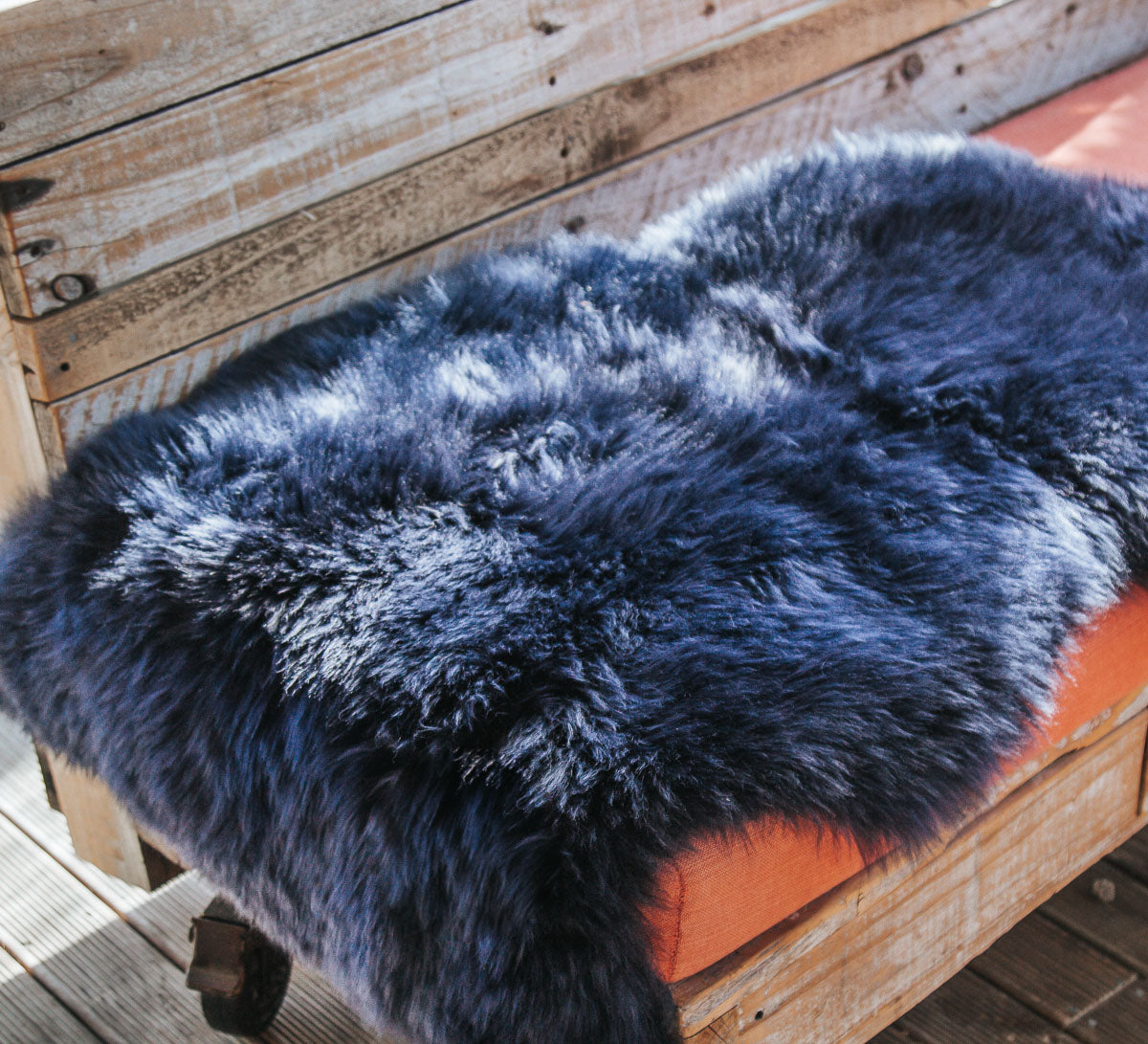 boho nz longwool sheepskin in dark midnight navy blue