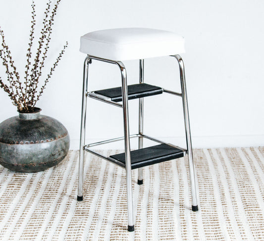 vintage retro chrome kitchen step stool