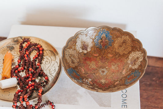 Vintage Brass Enamelled Bowl