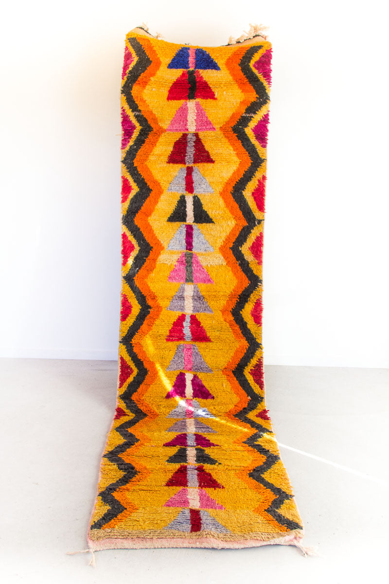 vintage moroccan boujaad wool runner rug in bright colours