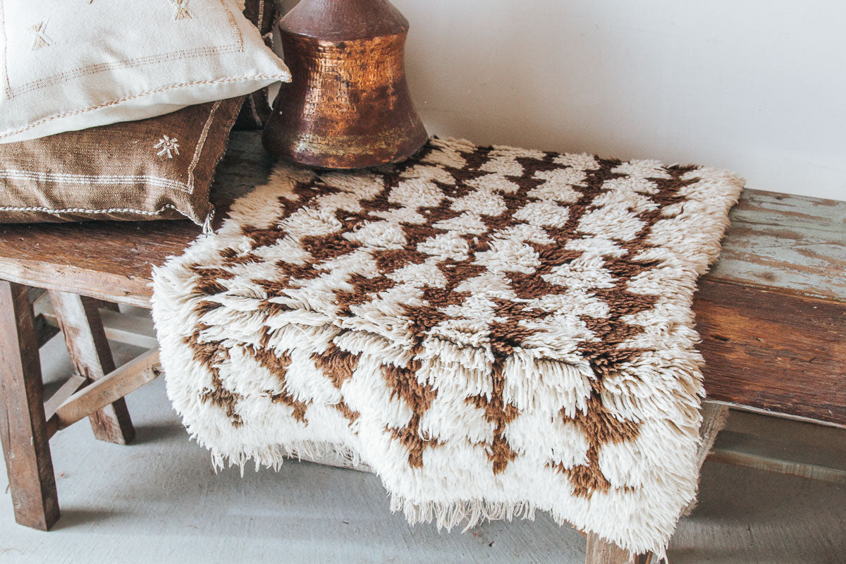 vintage moroccan wool beni ourain rug