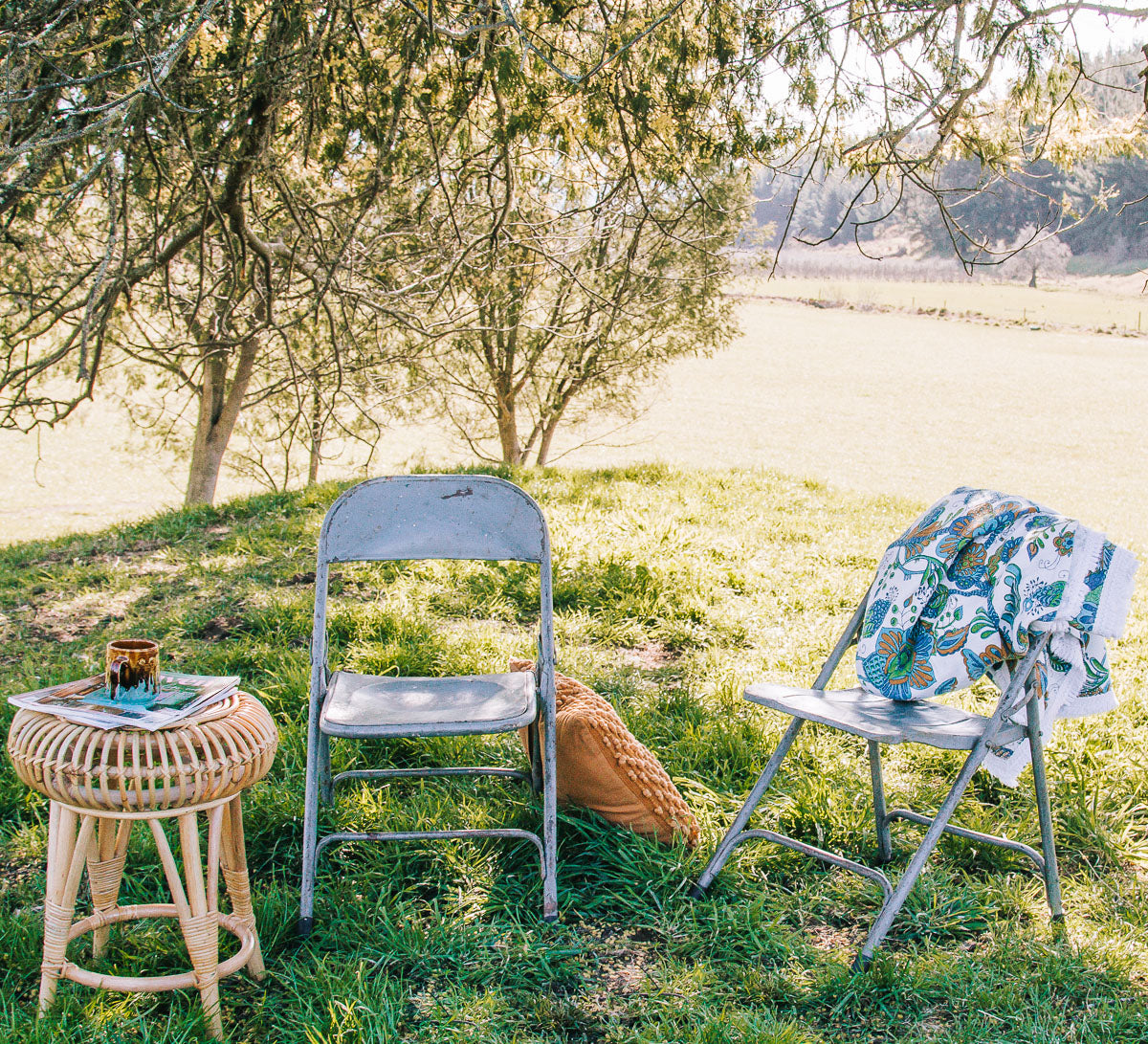 vintage recycled iron folding rustic boho chair