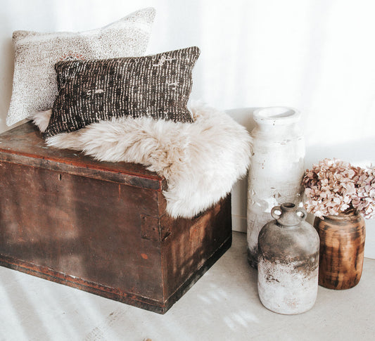vintage boho antique solid wooden storage chest with lift up lid