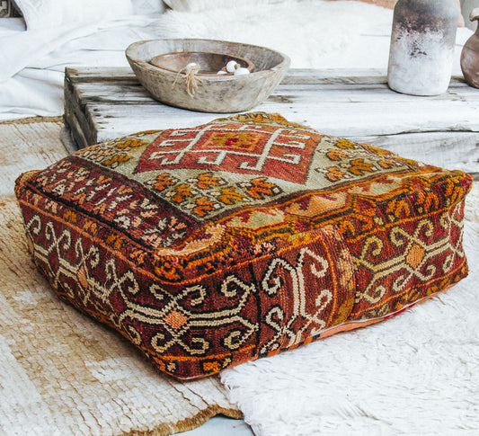 boho vintage recycled moroccan rug floor cushion