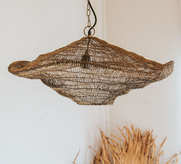 Antique gold mesh knitted wire hanging pendant lightshade