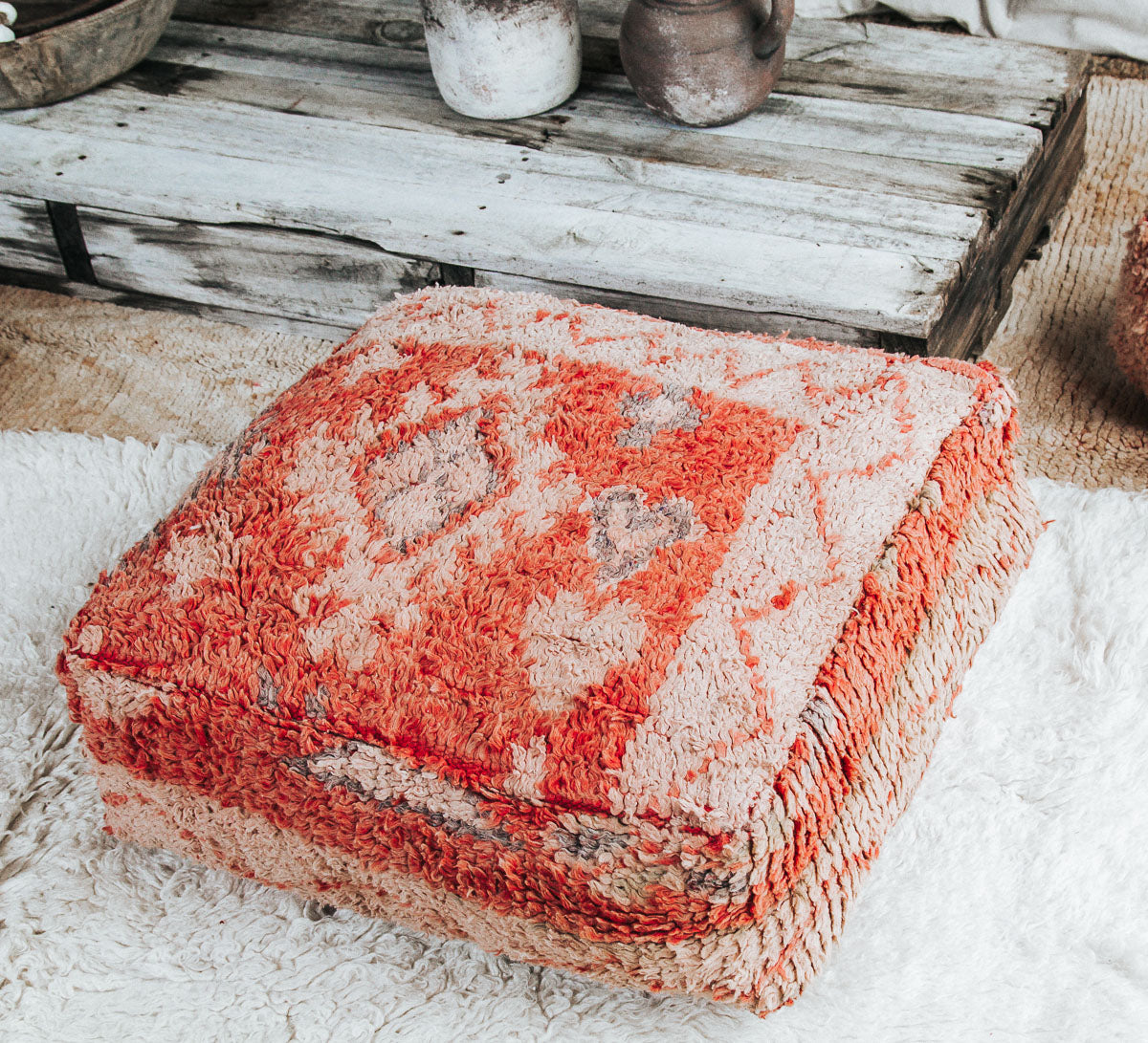 vintage boho moroccan rug recycled floor cushion pillow