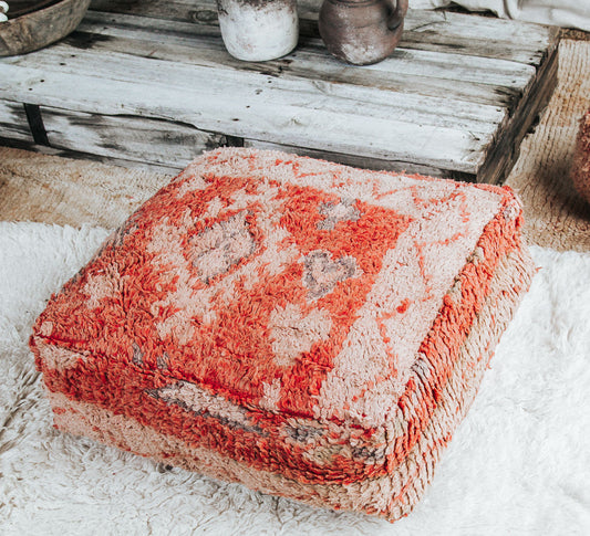 vintage boho moroccan rug recycled floor cushion pillow