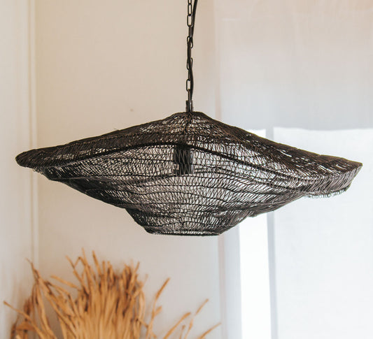 Black mesh knitted wire hanging pendant cloud shape  lightshade