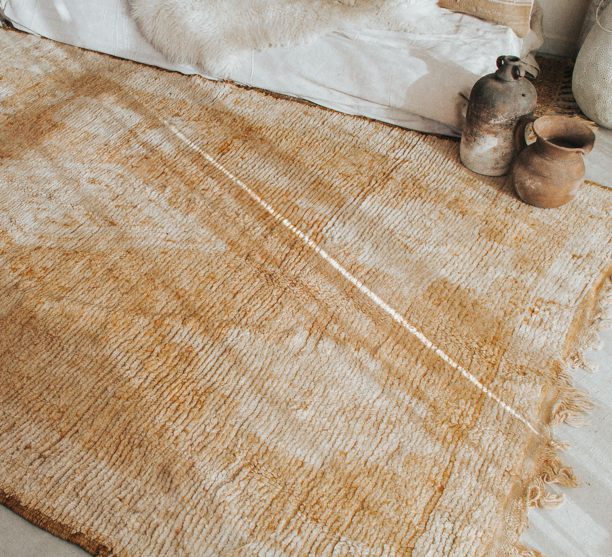 vintage boho woollen boujaad moroccan handmade rug