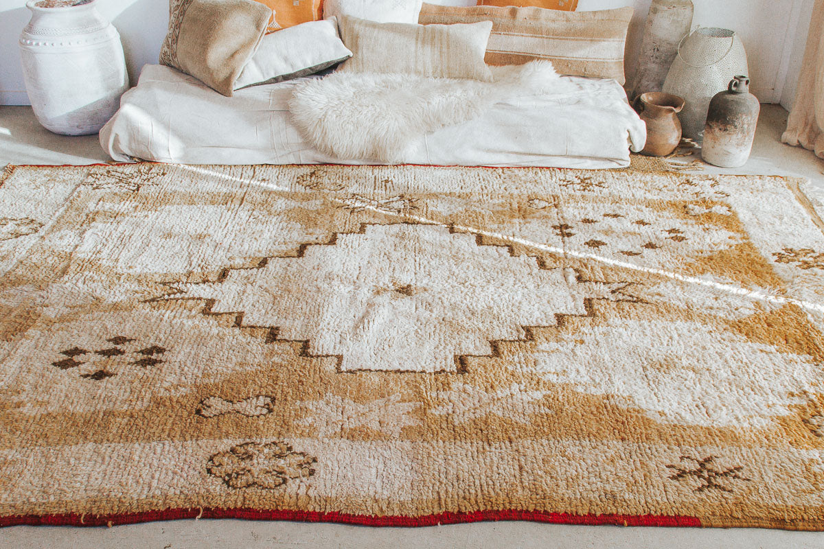 vintage boho woollen boujaad moroccan handmade rug