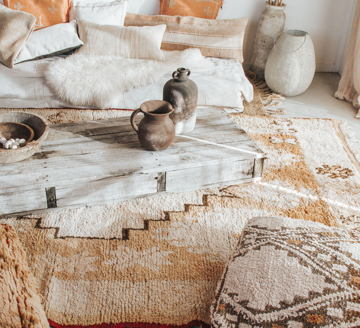 vintage boho woollen boujaad moroccan handmade rug