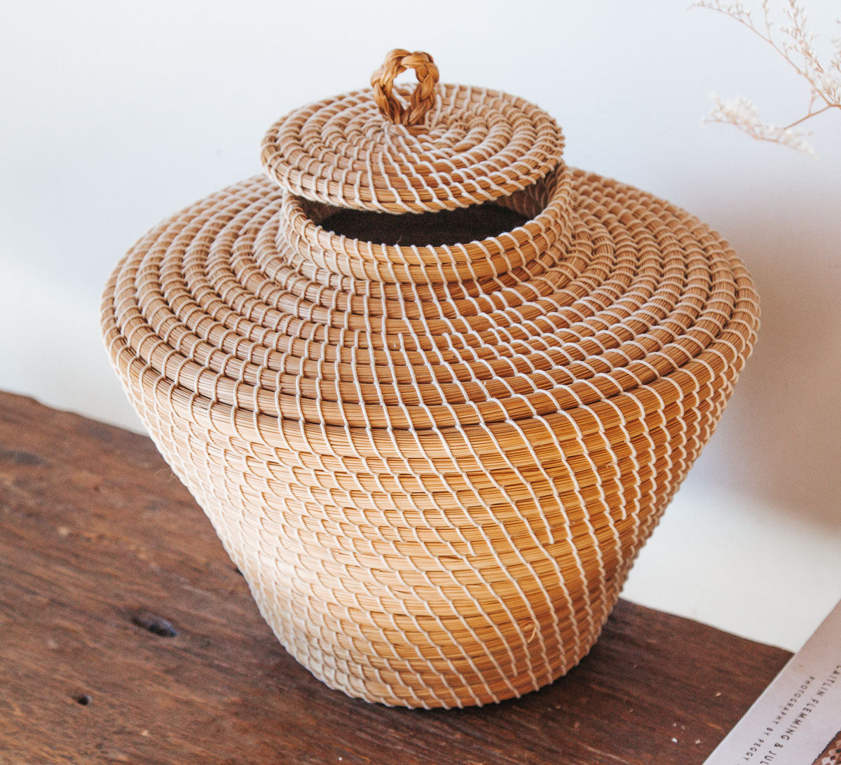 boho ethnic lidded basket