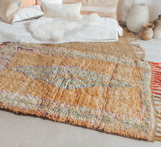 vintage boho woollen boujaad moroccan handmade rug