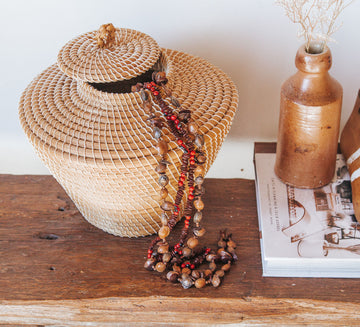 boho ethnic lidded basket